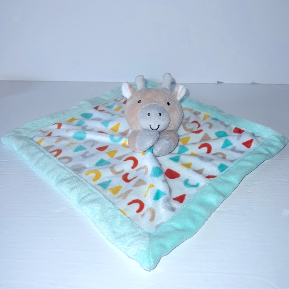 Lullaby Lane Security Rattle Blanket Giraffe Lovey Tan Mint Green Plush Toy